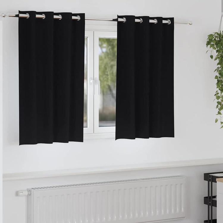 VidaXL Verdunkelungsvorhänge mit Ringen 2 Stück Schwarz 140 x 140 cm