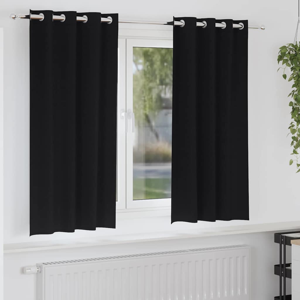 VidaXL Verdunkelungsvorhänge mit Ringen 2 Stück Schwarz 175 x 140 cm
