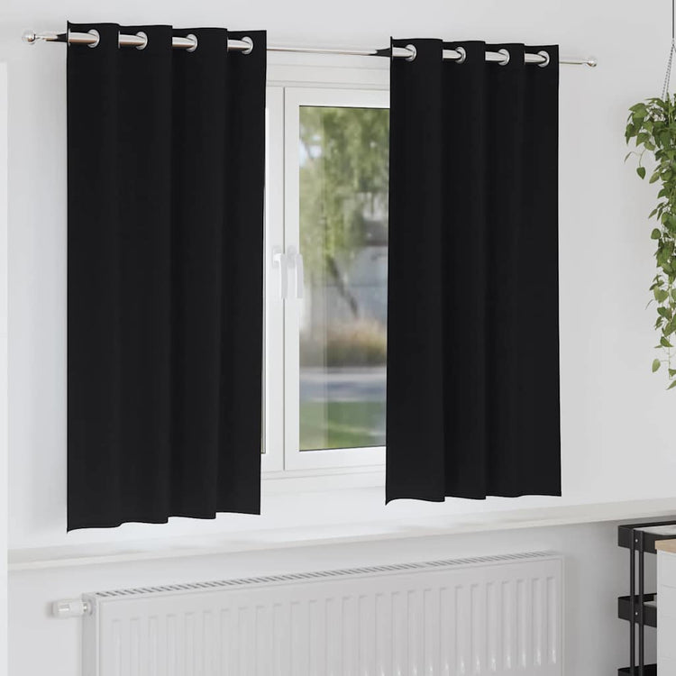 VidaXL Verdunkelungsvorhänge mit Ringen 2 Stück Schwarz 175 x 140 cm