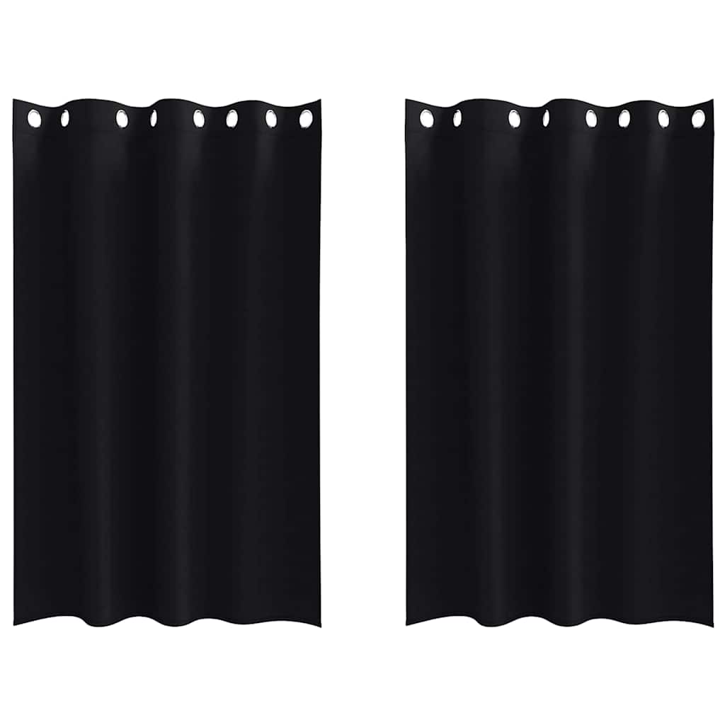 VidaXL Verdunkelungsvorhänge mit Ringen 2 Stück Schwarz 175 x 140 cm