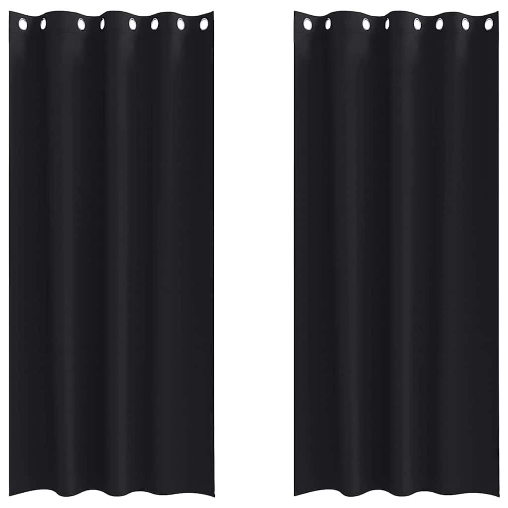 VidaXL Verdunkelungsvorhänge mit Ringen 2 Stück Schwarz 245 x 140 cm