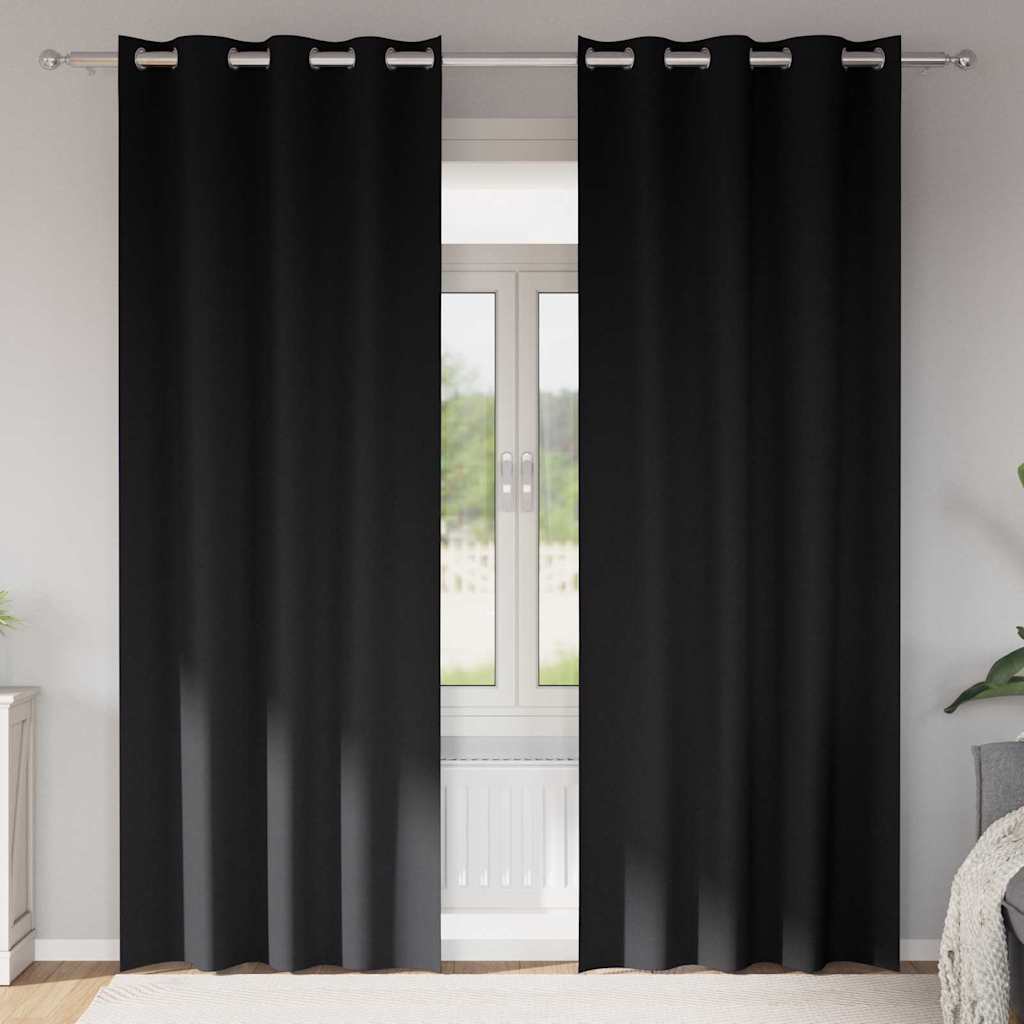 VidaXL Verdunkelungsvorhänge mit Ringen 2 Stück Schwarz 260 x 140 cm