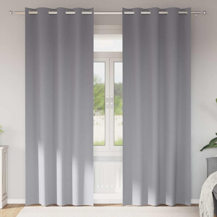 Vidaxxl Verdunkelungsvorhänge mit Ringen 2 Stück hellgrau 245 x 140 cm