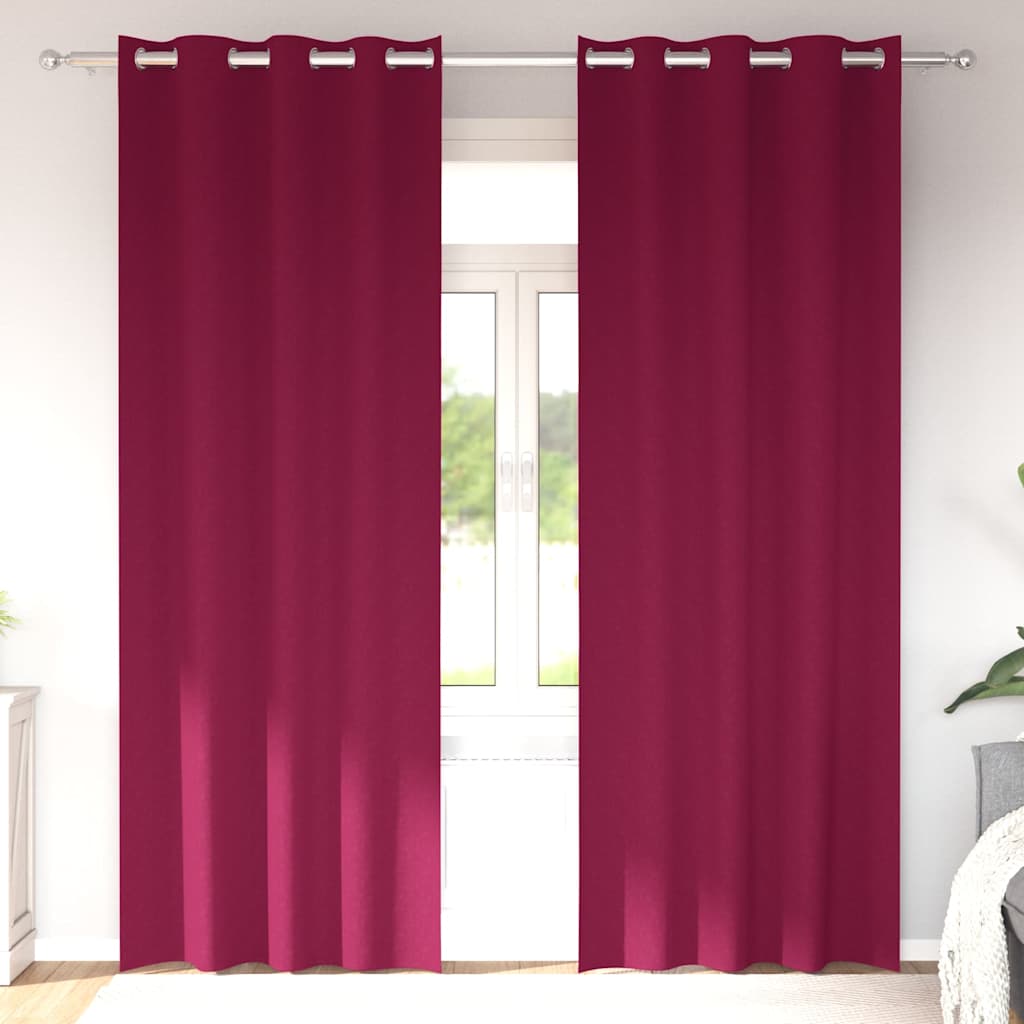 VidaXL Verdunkelungsvorhänge mit Ringen 2 Stück Weinrot 225 x 140 cm