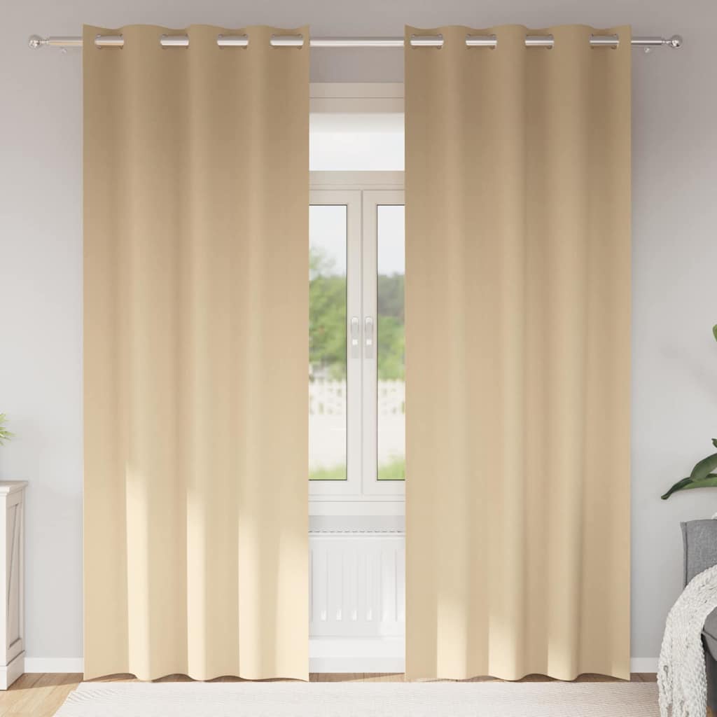 VidaXL Verdunkelungsvorhänge mit Ringen 2 Stück Creme 245 x 140 cm