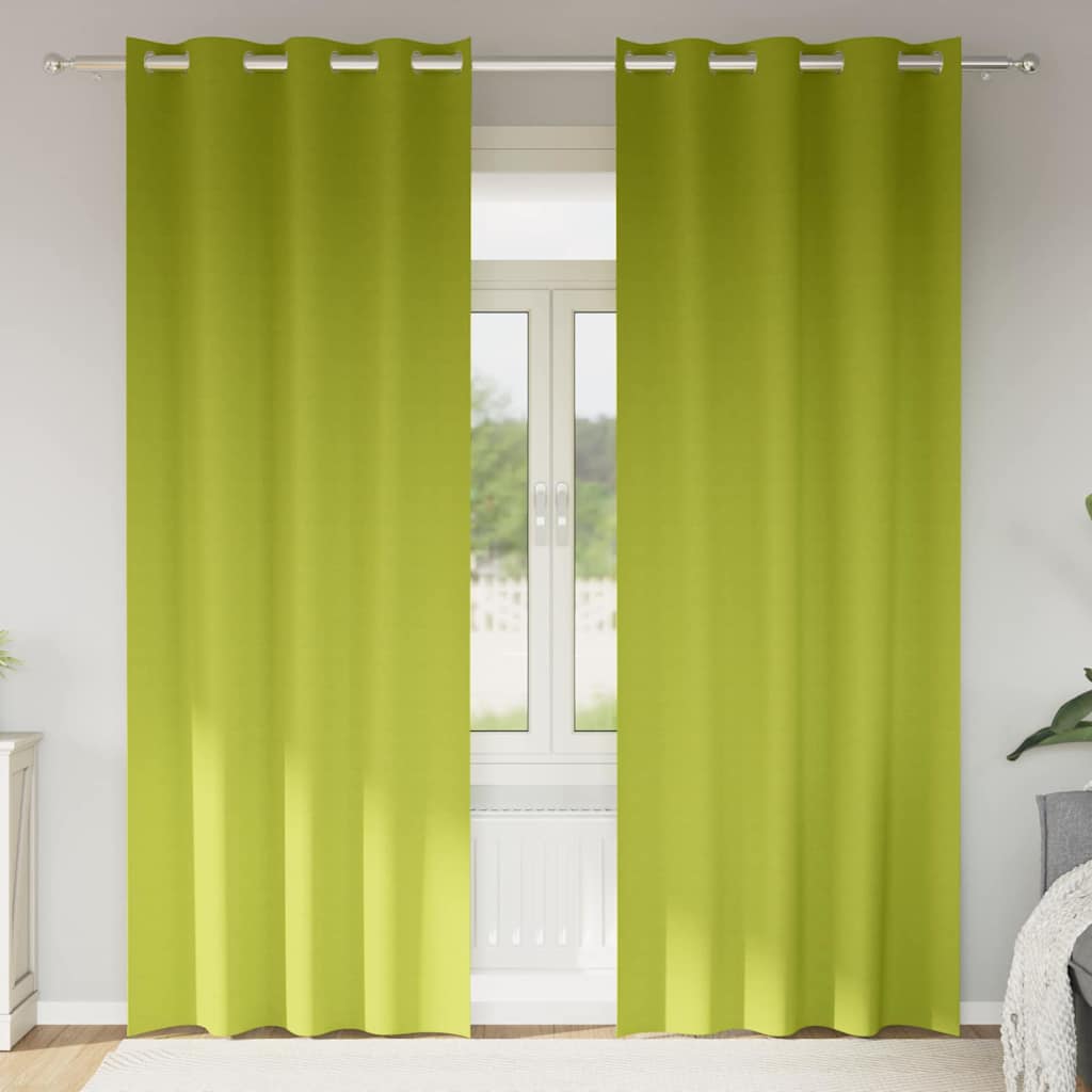 VidaXL Verdunkelungsvorhänge mit Ringen 2 Stück Grün 225 x 140 cm