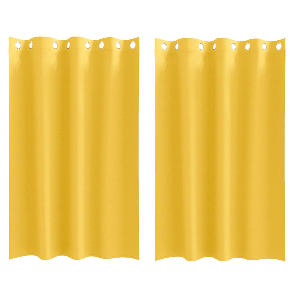 Vidaxl Verdunkelungsvorhänge mit Ringen 2 Stück Senfgelb 175 x 140 cm