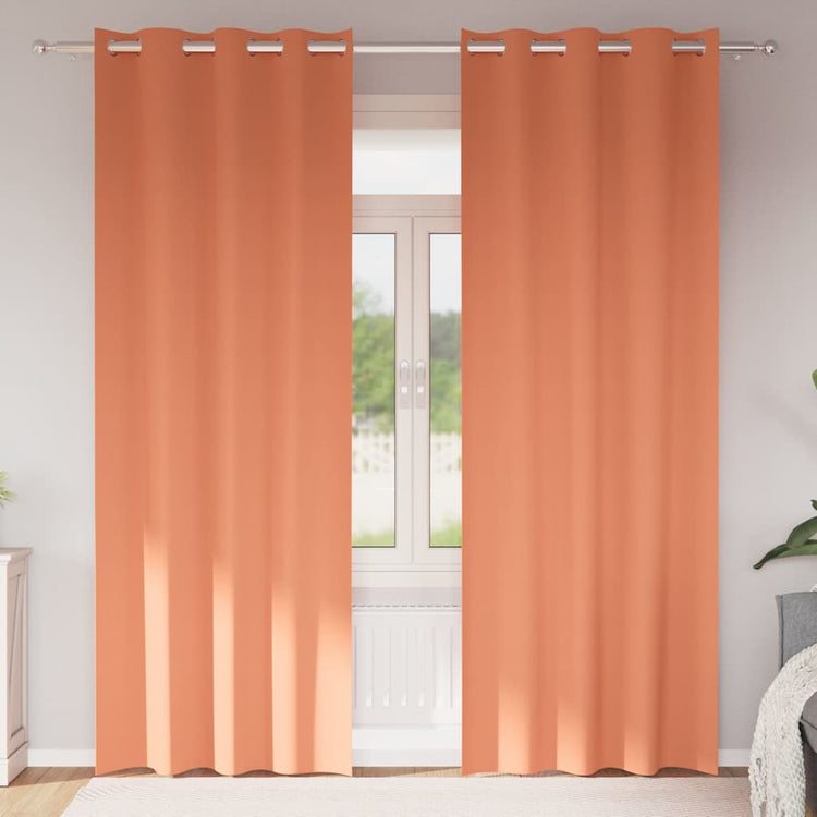 Vidaxxl Verdunkelungsvorhänge mit Ringen 2 Stück Terrakotta 225 x 140 cm