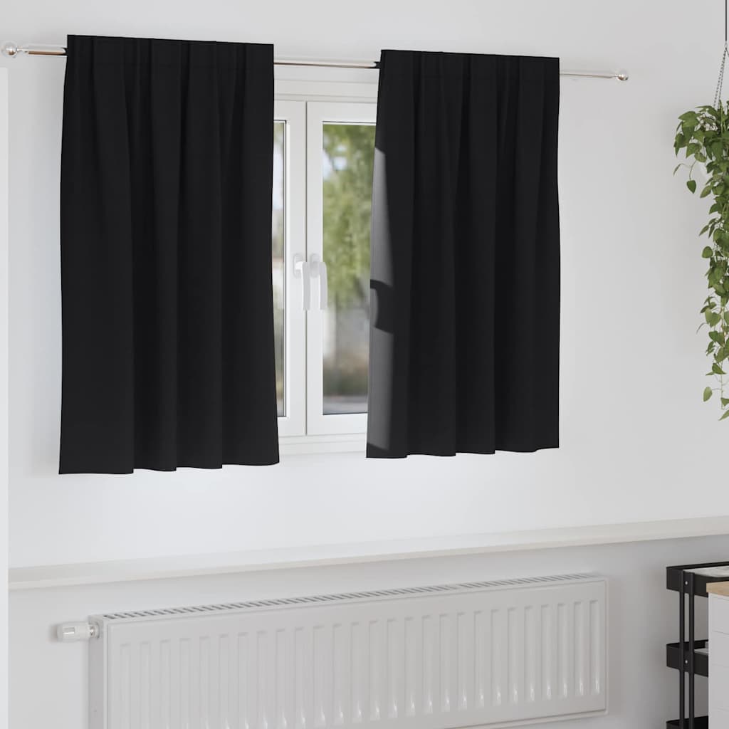 VidaXL Verdunkelungsvorhänge mit Ringen 2 Stück Schwarz 140 x 140 cm