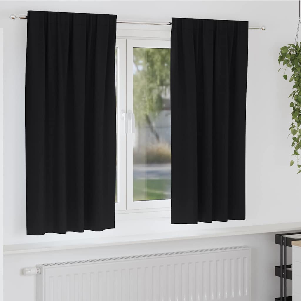 VidaXL Verdunkelungsvorhänge mit Ringen 2 Stück Schwarz 175 x 140 cm