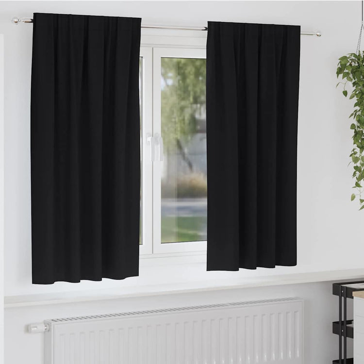 VidaXL Verdunkelungsvorhänge mit Ringen 2 Stück Schwarz 175 x 140 cm