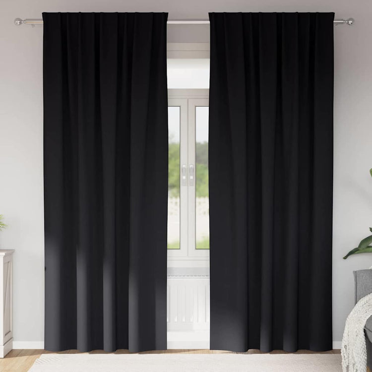 VidaXL Verdunkelungsvorhänge mit Ringen 2 Stück Schwarz 245 x 140 cm