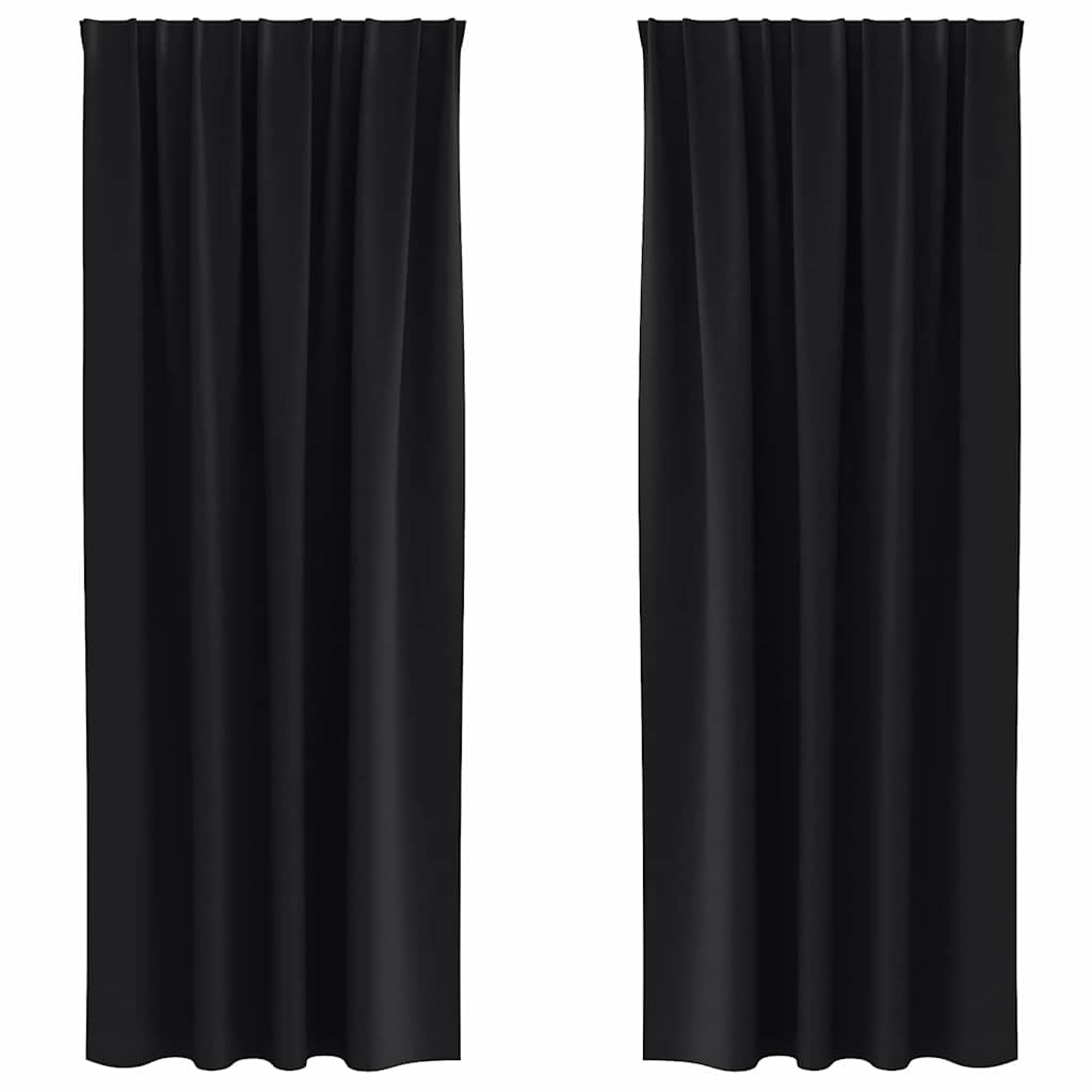 VidaXL Verdunkelungsvorhänge mit Ringen 2 Stück Schwarz 245 x 140 cm