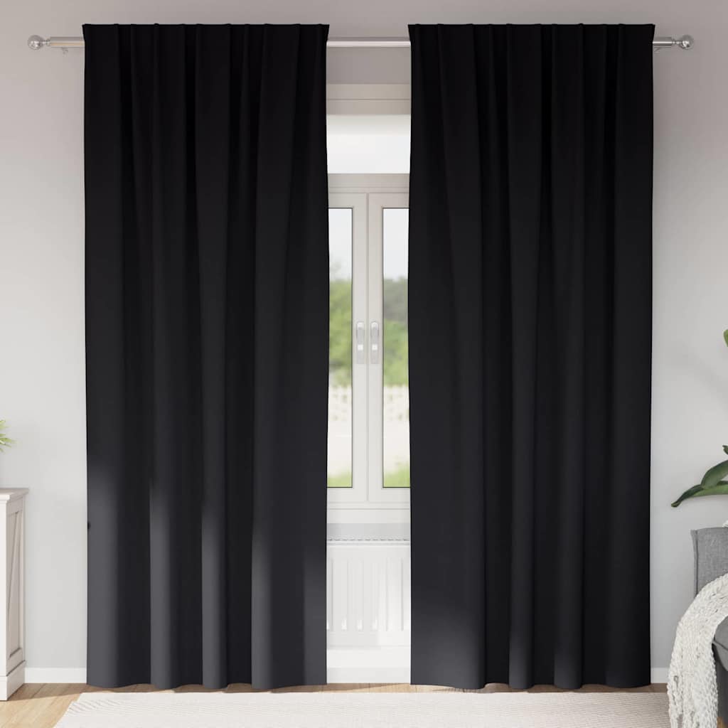 VidaXL Verdunkelungsvorhänge mit Ringen 2 Stück Schwarz 260 x 140 cm
