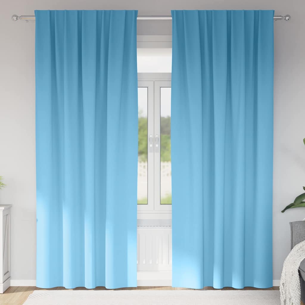 Vidaxxl Verdunkelungsvorhänge mit Ringen 2 Stück Hellblau 225 x 140 cm