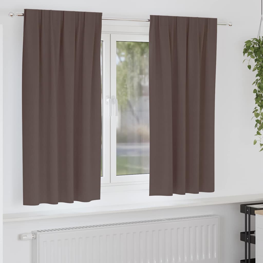 Vidaxl Verdunkelungsvorhänge mit Ringen 2 Stück dunkelbraun 175 x 140 cm