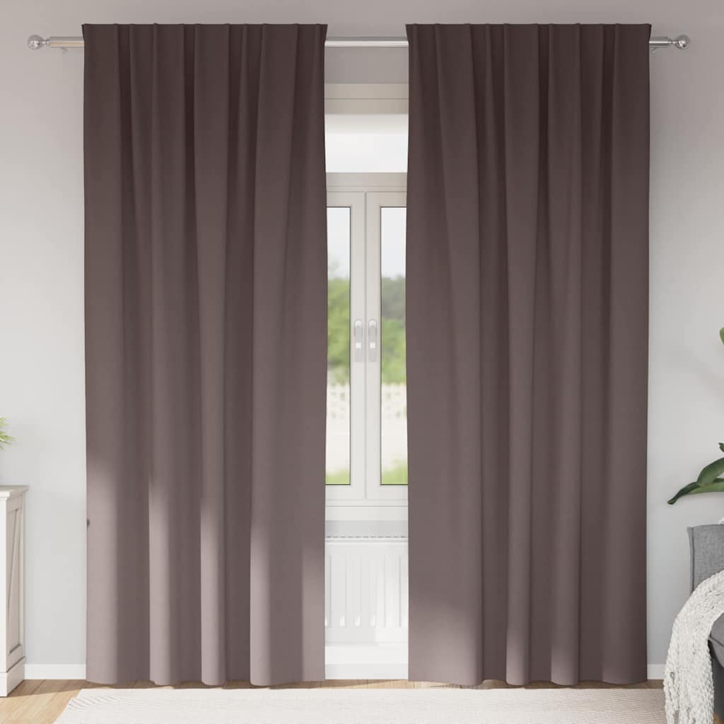 Vidaxl Verdunkelungsvorhänge mit Ringen 2 Stück dunkelbraun 245 x 140 cm