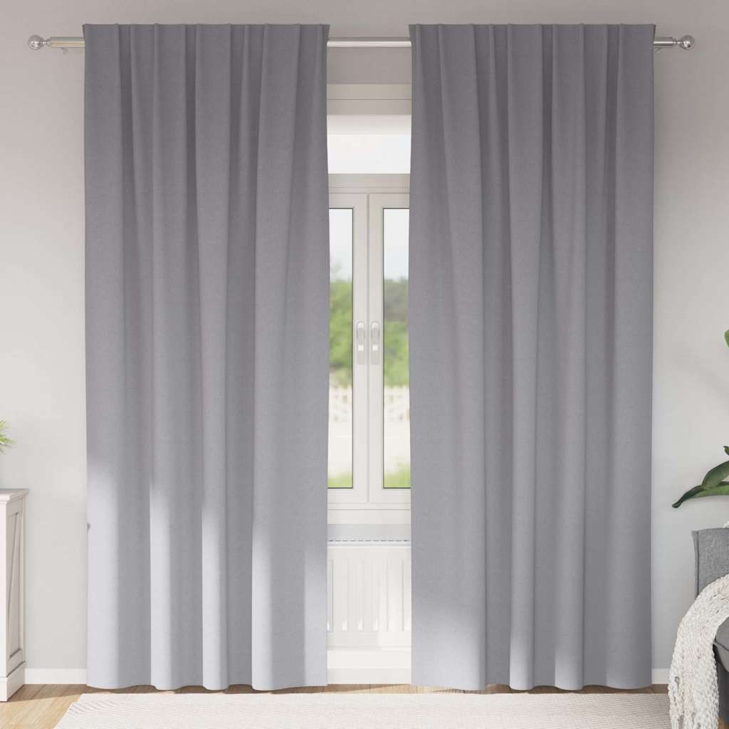 Vidaxxl Verdunkelungsvorhänge mit Ringen 2 Stück hellgrau 260 x 140 cm