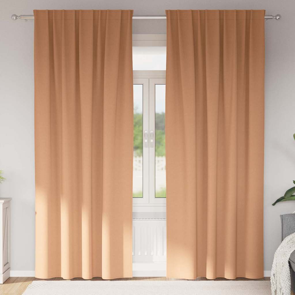 Vidaxl Verdunkelungsvorhänge mit Ringen 2 Stück hellbraun 260 x 140 cm