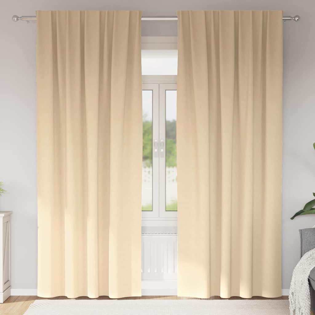 VidaXL Verdunkelungsvorhänge mit Ringen 2 Stück Creme 225 x 140 cm