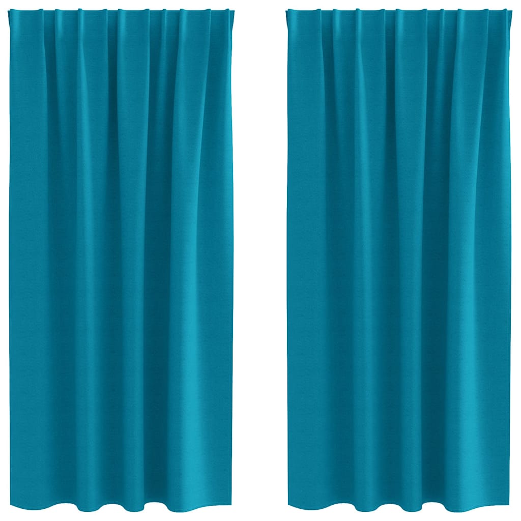Vidaxxl Verdunkelungsvorhänge mit Ringen 2 Stück Türkis 175 x 140 cm
