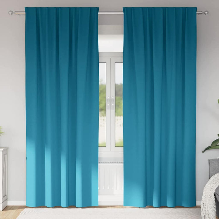 Vidaxxl Verdunkelungsvorhänge mit Ringen 2 Stück Türkis 260 x 140 cm