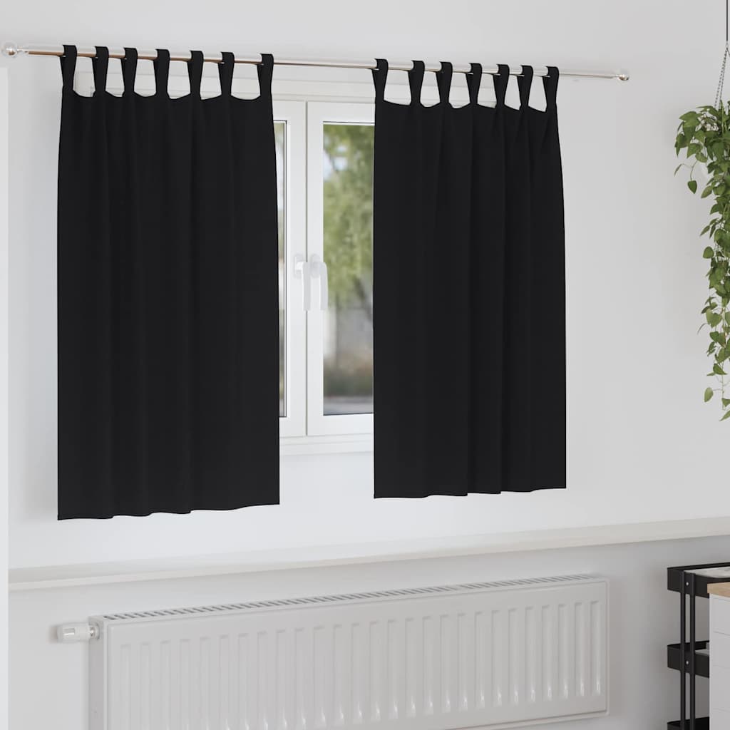 VidaXL Verdunkelungsvorhänge mit Ringen 2 Stück Schwarz 140 x 140 cm