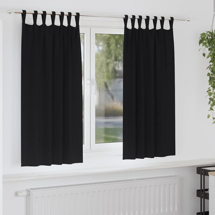 VidaXL Verdunkelungsvorhänge mit Ringen 2 Stück Schwarz 175 x 140 cm