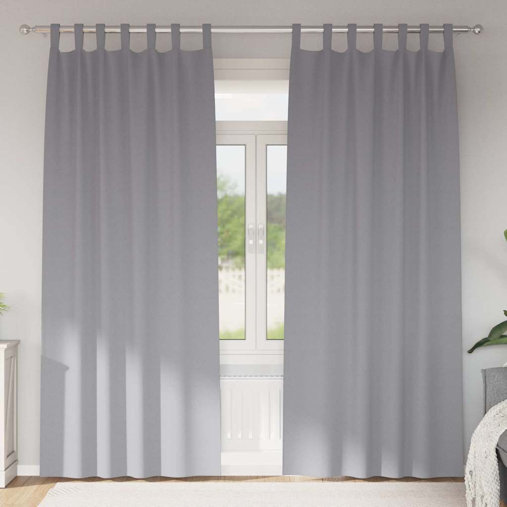 Vidaxxl Verdunkelungsvorhänge mit Ringen 2 Stück hellgrau 260 x 140 cm