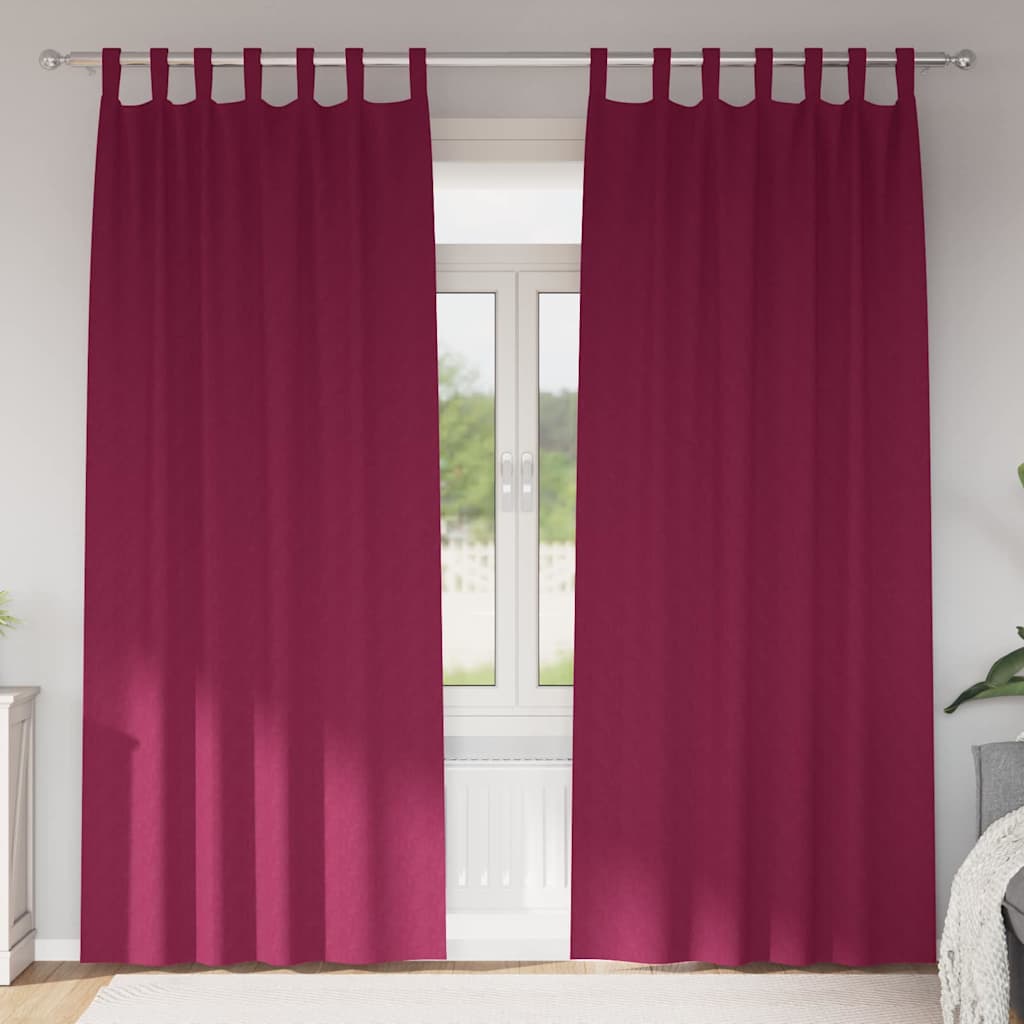 VidaXL Verdunkelungsvorhänge mit Ringen 2 Stück Weinrot 225 x 140 cm