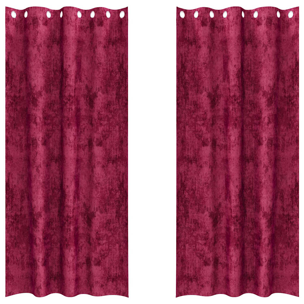 VidaXL Samtvorhänge 2 Stk. Weinrot 260 x 140 cm Samt