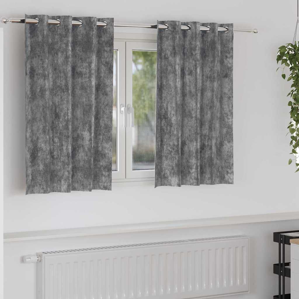 VidaXL Samtvorhänge mit Gardinen 2 Stück Grau 140 x 140 cm Samt