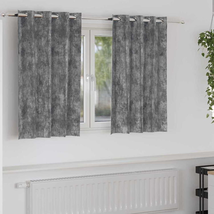 VidaXL Samtvorhänge mit Gardinen 2 Stück Grau 140 x 140 cm Samt