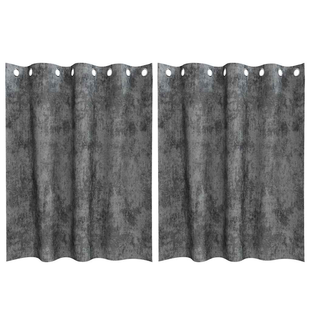 VidaXL Samtvorhänge mit Gardinen 2 Stück Grau 140 x 140 cm Samt