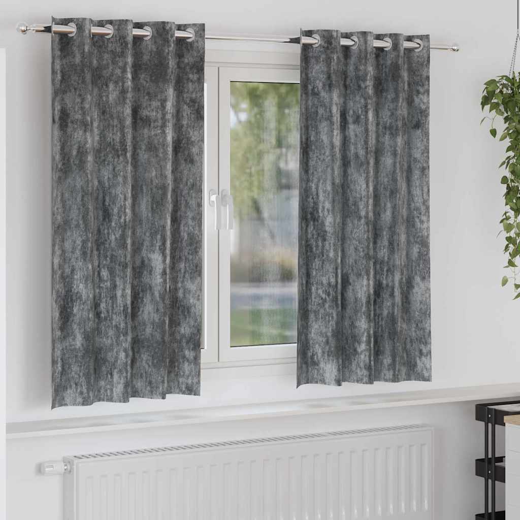 VidaXL Samtvorhänge mit Gardinen 2 Stück Grau 175 x 140 cm Samt