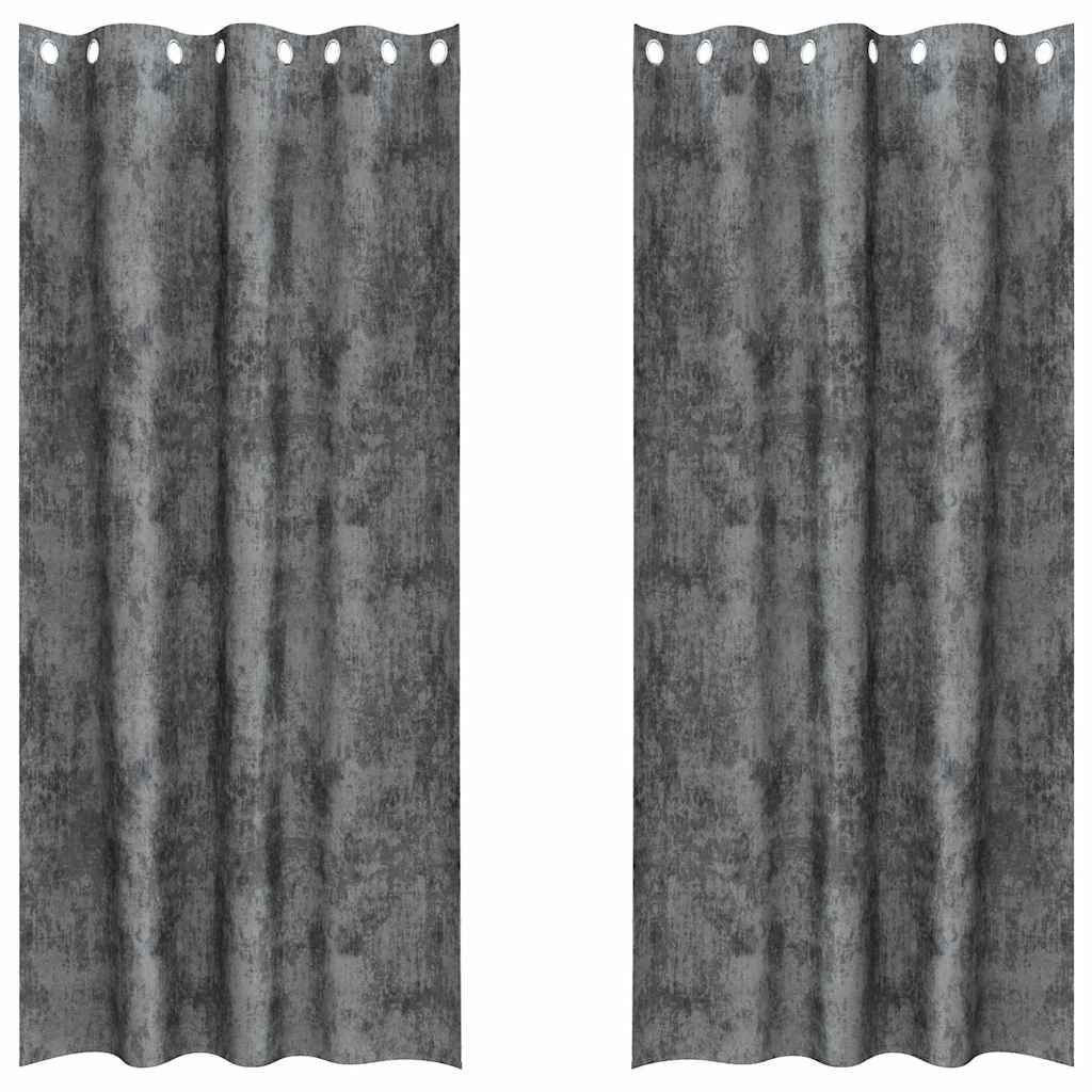VidaXL Samtvorhänge mit Gardinen 2 Stück Grau 225 x 140 cm Samt