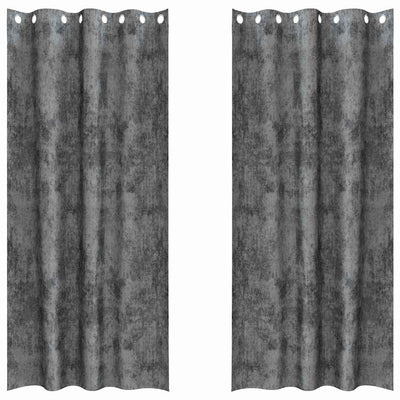 VidaXL Samtvorhänge mit Gardinen 2 Stück Grau 245 x 140 cm Samt