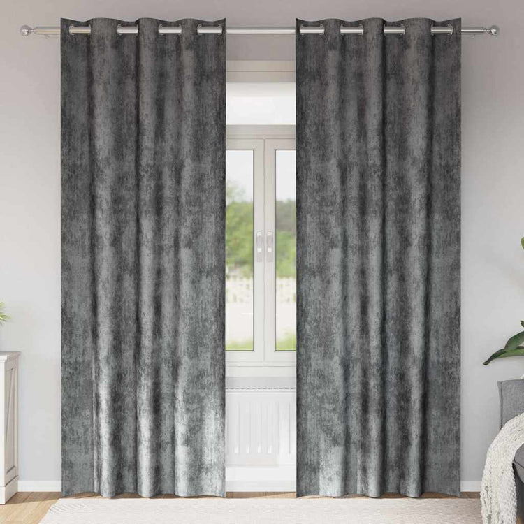 VidaXL Samtvorhänge mit Gardinen 2 Stück Grau 260 x 140 cm Samt