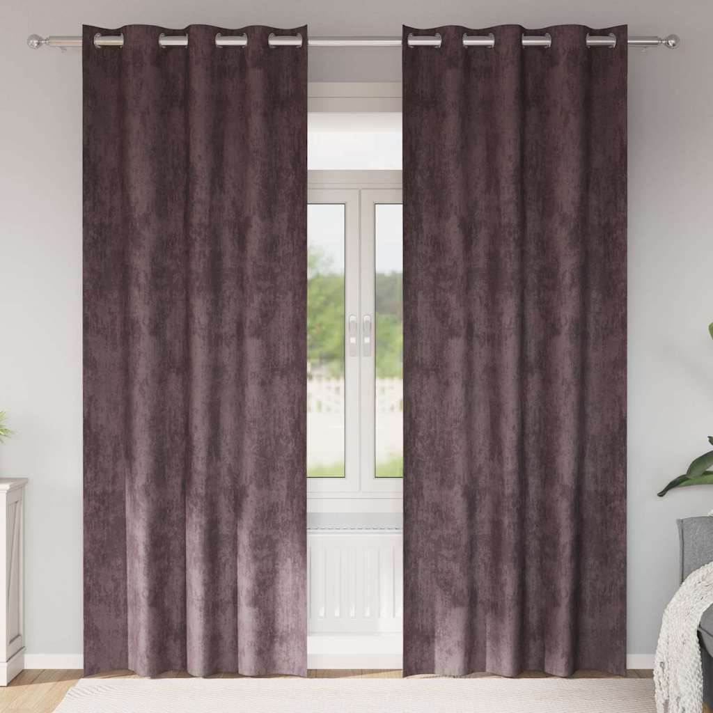 VidaXL Samtvorhänge mit Vorhängen 2 Stück braun 225 x 140 cm Samt
