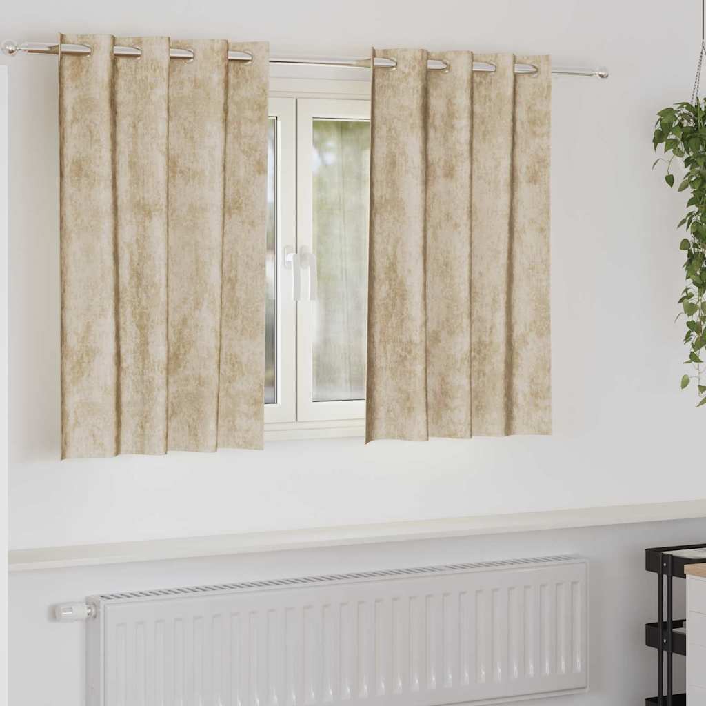 VidaXL Samtvorhänge mit Gardinen 2 Stück Creme 140 x 140 cm Samt