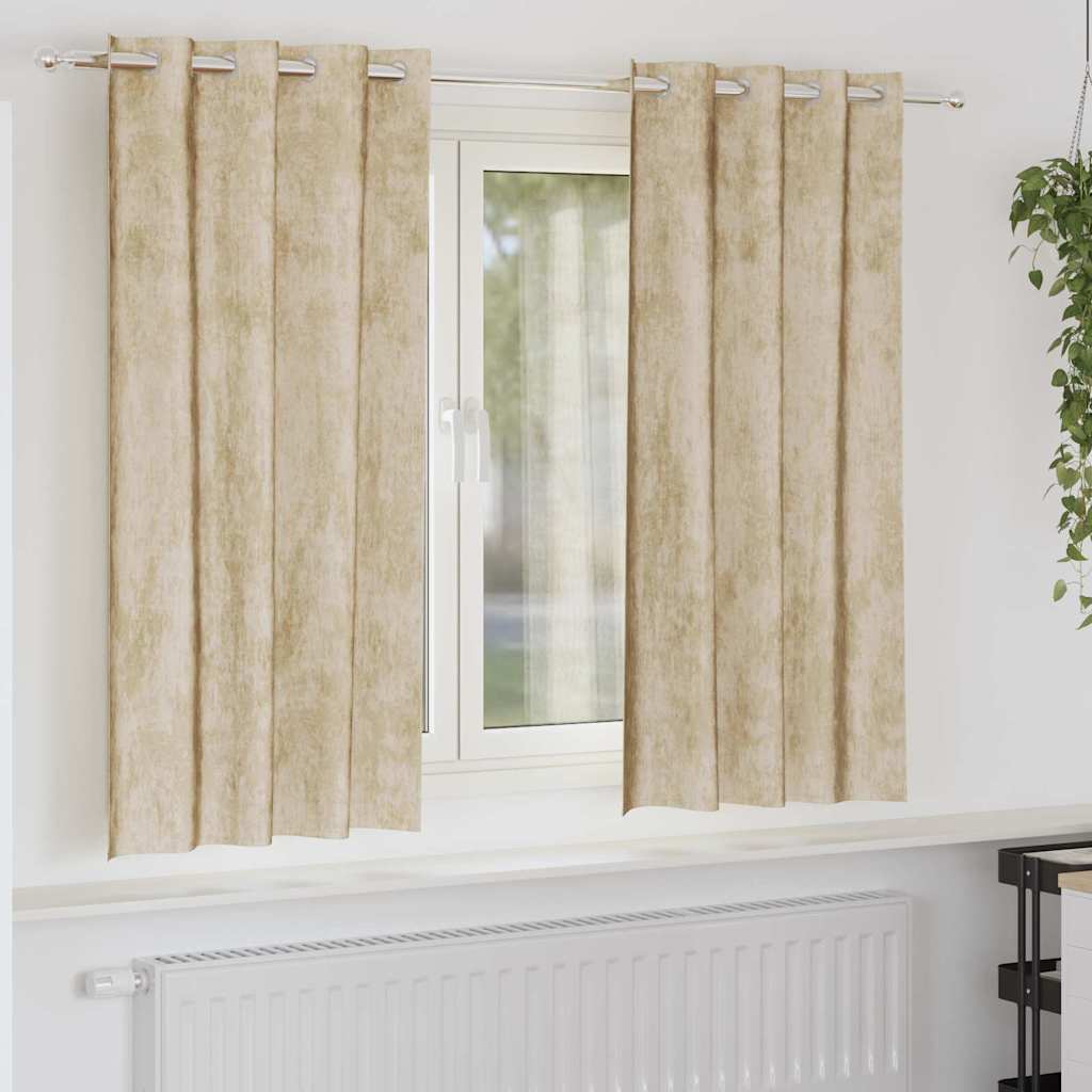 VidaXL Samtvorhänge mit Gardinen 2 Stück Creme 175 x 140 cm Samt
