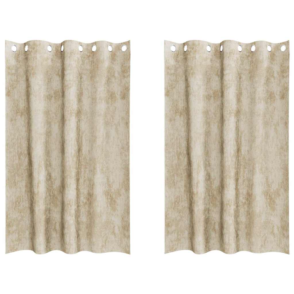 VidaXL Samtvorhänge mit Gardinen 2 Stück Creme 175 x 140 cm Samt