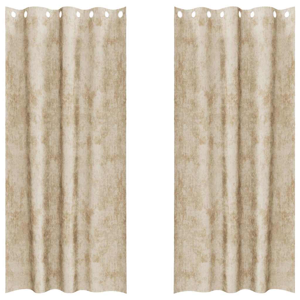 VidaXL Samtvorhänge mit Gardinen 2 Stück Creme 225 x 140 cm Samt