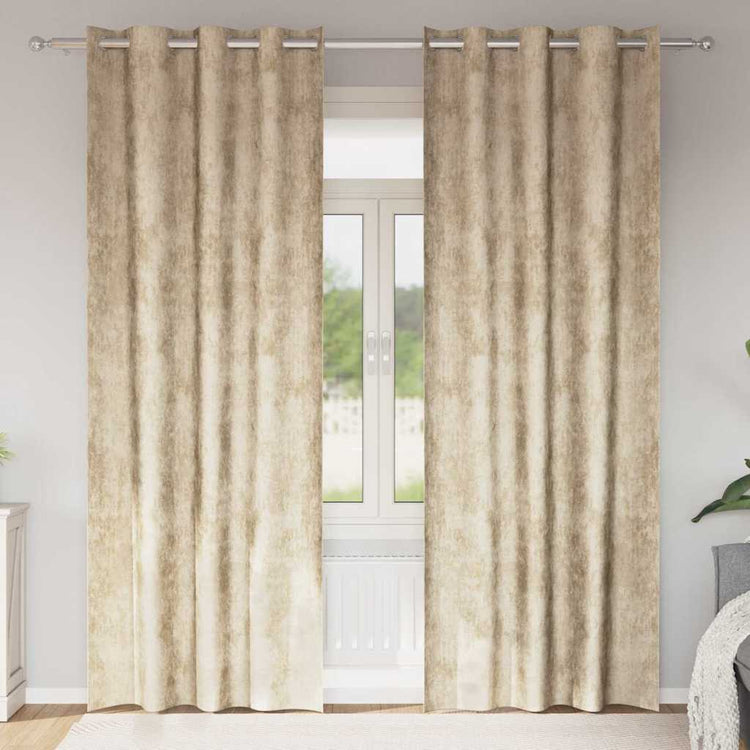 VidaXL Samtvorhänge mit Gardinen 2 Stück Creme 245 x 140 cm Samt
