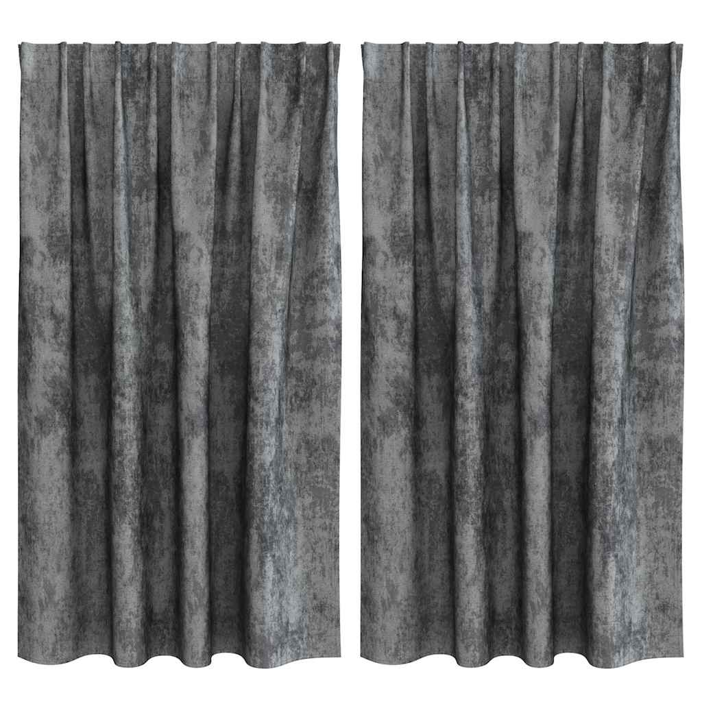 VidaXL Samtvorhänge mit Gardinen 2 Stück Grau 140 x 140 cm Samt