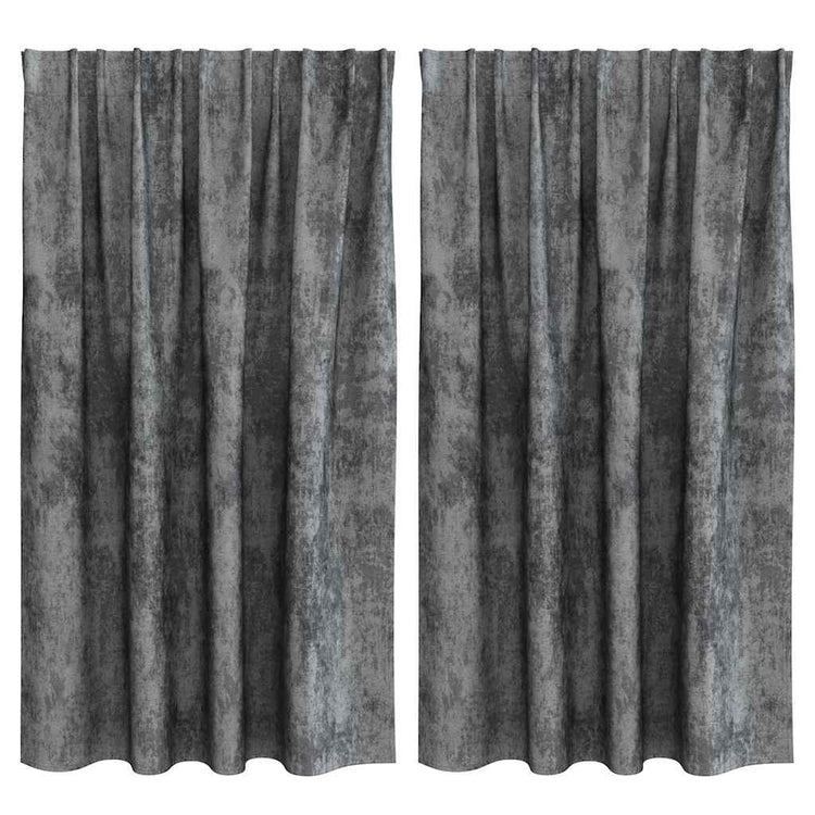 VidaXL Samtvorhänge mit Gardinen 2 Stück Grau 140 x 140 cm Samt