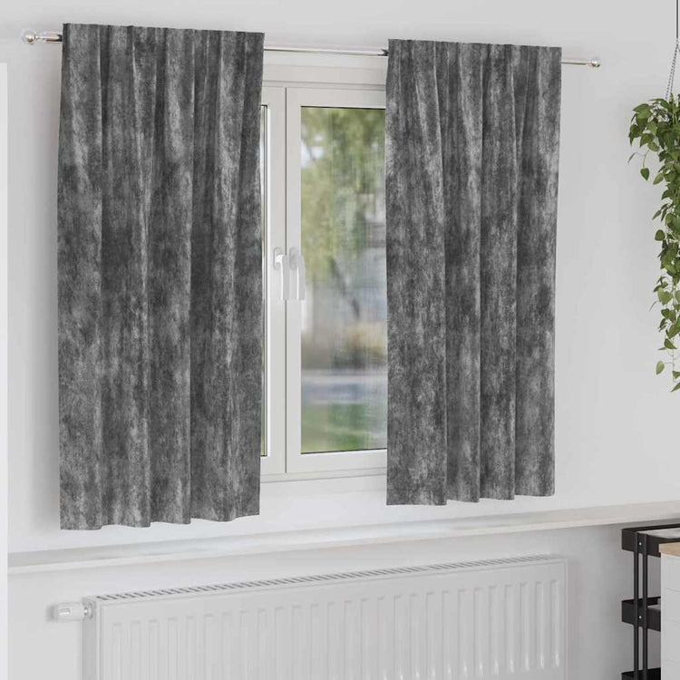 VidaXL Samtvorhänge mit Gardinen 2 Stück Grau 175 x 140 cm Samt