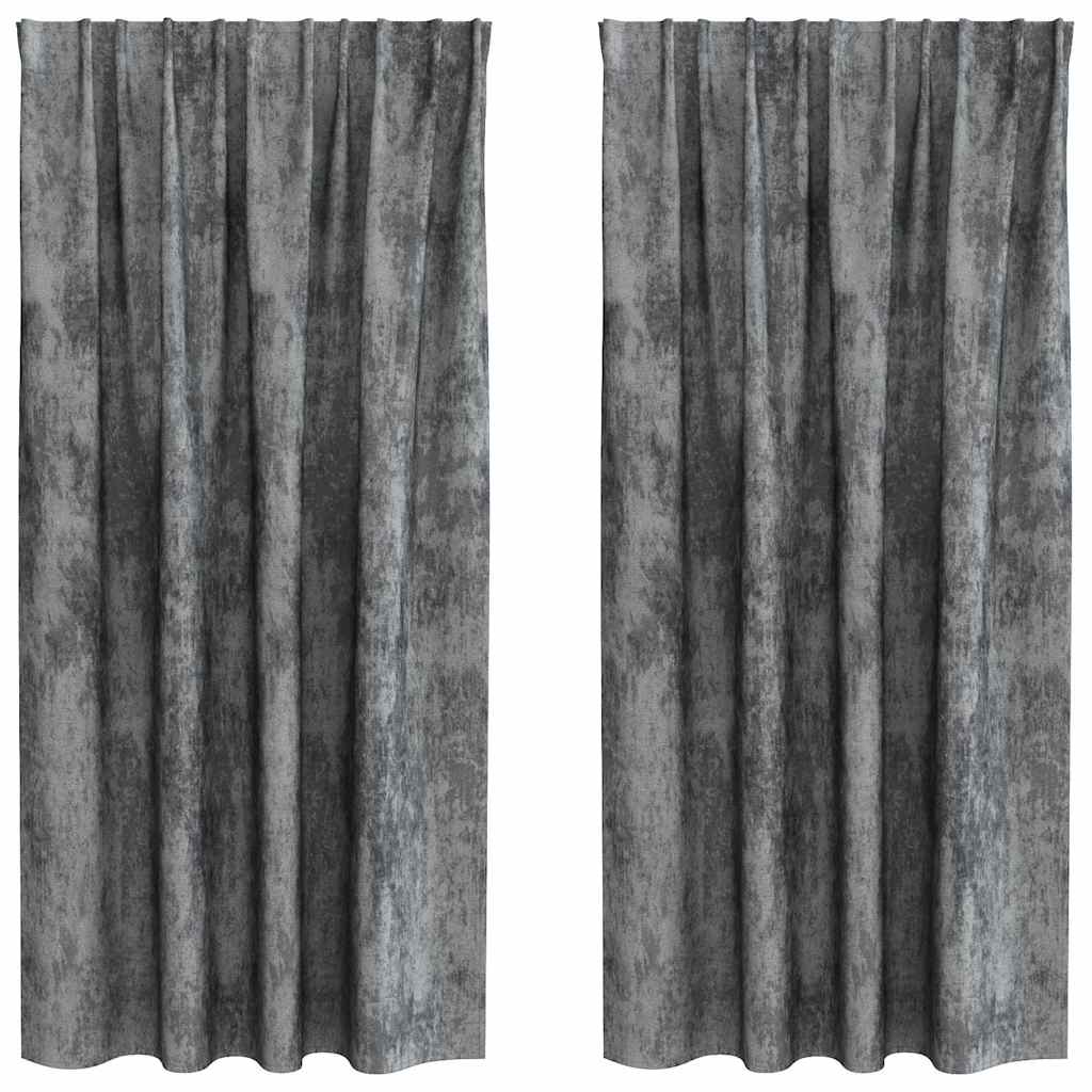 VidaXL Samtvorhänge mit Gardinen 2 Stück Grau 175 x 140 cm Samt