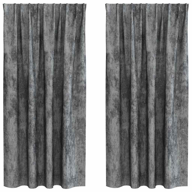 VidaXL Samtvorhänge mit Gardinen 2 Stück Grau 175 x 140 cm Samt