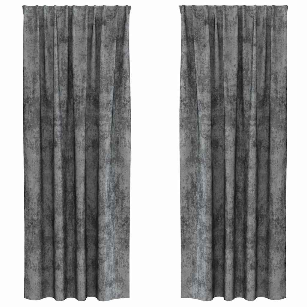 VidaXL Samtvorhänge mit Gardinen 2 Stück Grau 225 x 140 cm Samt